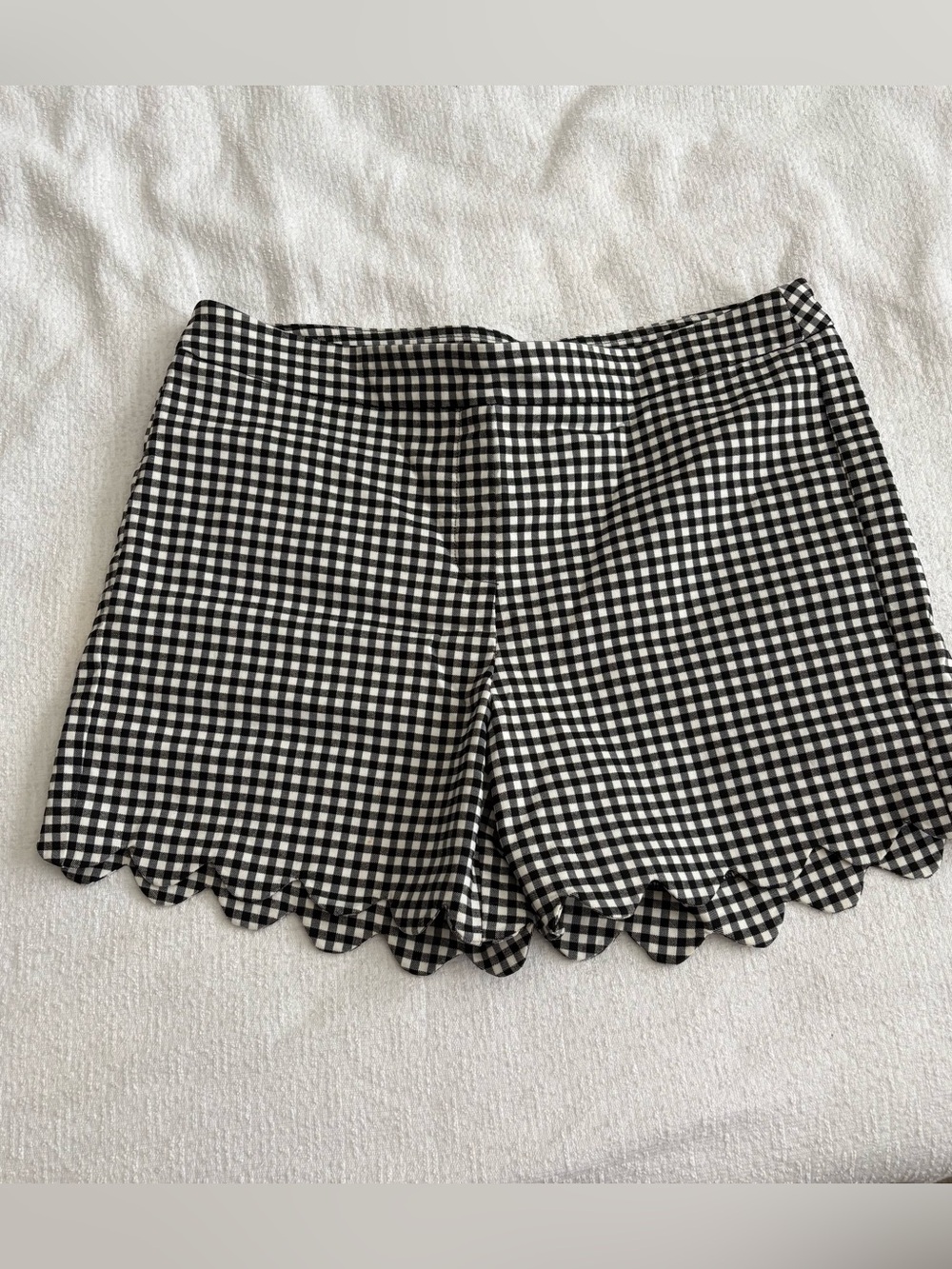 Zac & Rachel Black and White Gingham Scalloped Hem High Waist Shorts